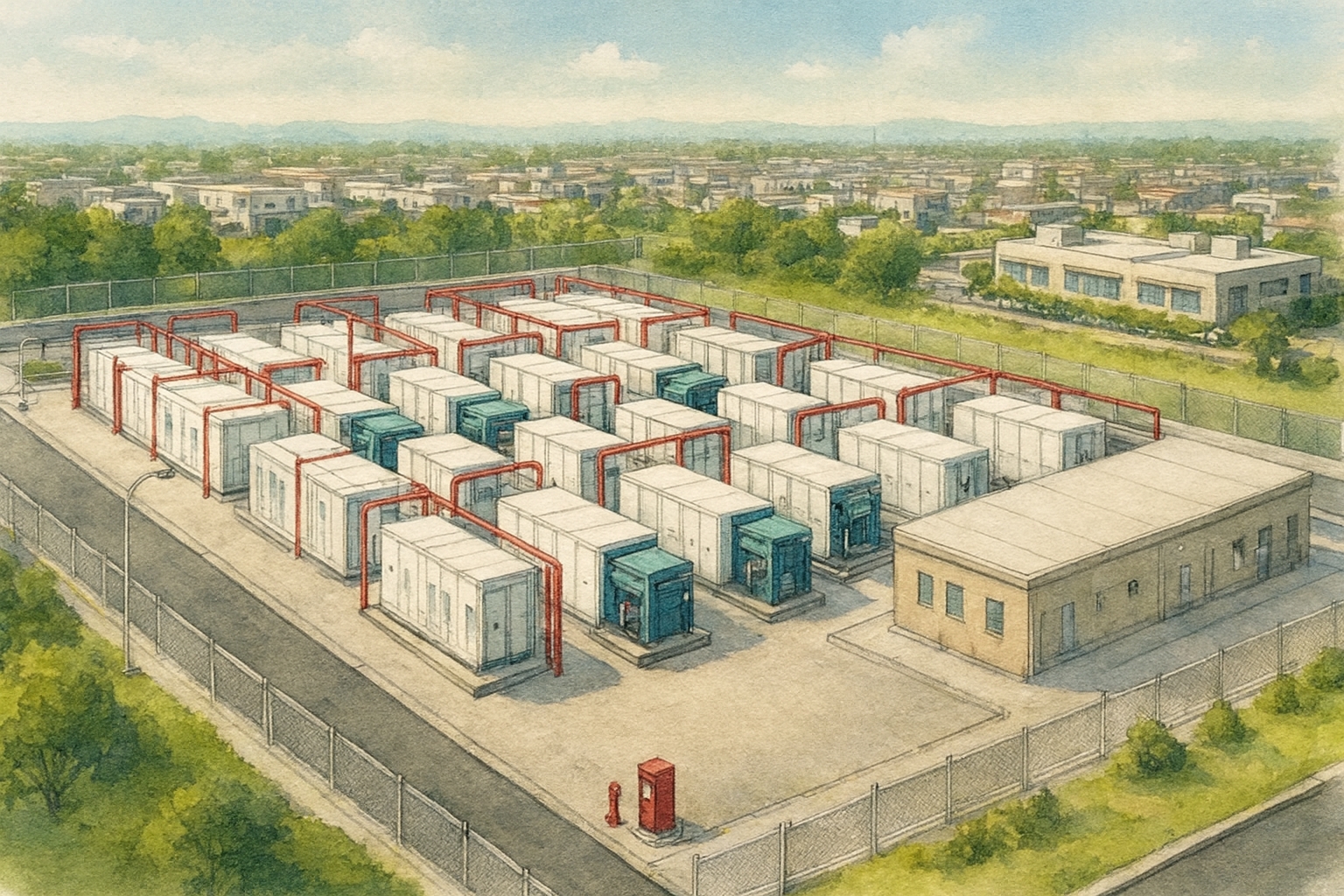 大規模戶外儲能櫃案場示意圖